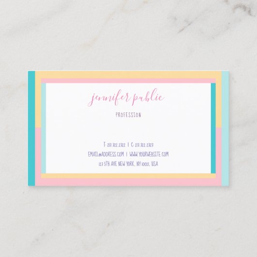 Trend-Farben Handgeschriebene Namenstexte Einfache Visitenkarte (Rückseite)