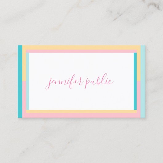 Trend-Farben Handgeschriebene Namenstexte Einfache Visitenkarte (Vorderseite)
