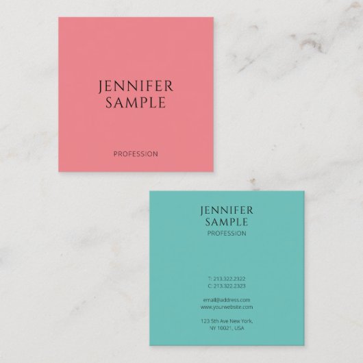 Trend-Farben Kundenmoderner Stil Quadratische Visitenkarte (Vorne/Hinten)