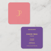 Trend Farben Modernes Template Gold Look Monogram Quadratische Visitenkarte (Vorne/Hinten)