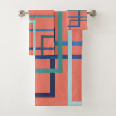 Trend färbt Pantone 2019 blaue und grüne Quadrate Badhandtuch Set (Insitu)