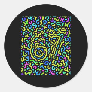 Trend Gen Z Alpha Six Seven 6 7 _6  Runder Aufkleber