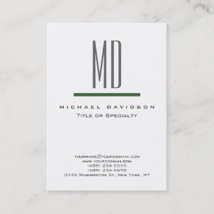 Trend Grau Monogram White Green Business Card Visitenkarte