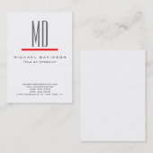 Trend Grau Monogram White Red Chubby Business Card Visitenkarte (Vorne/Hinten)