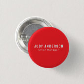 Trend Helles Rot Professionell Schlicht Modern Ele Button (Vorne & Hinten)