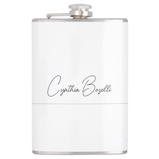 Trend Minimalistisch Moderne Schlichte Kalligraphi Flachmann (Vorderseite)