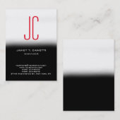 Trend Modernes schlichtes Schwarz-weißes Rotmonogr Visitenkarte (Vorne/Hinten)