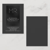 Trend Monogram Shades of Grey Chubby Business Card Visitenkarte (Vorne/Hinten)