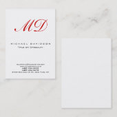 Trend Monogram White Calligraphy Red Business Card Visitenkarte (Vorne/Hinten)