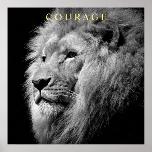 Trend Motivierend Courage Lion Einzigartig Schwarz Poster (Vorne)