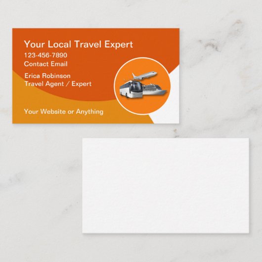 Trend Mutiger Moderner Reiseagent oder Experte Visitenkarte (Vorne/Hinten)