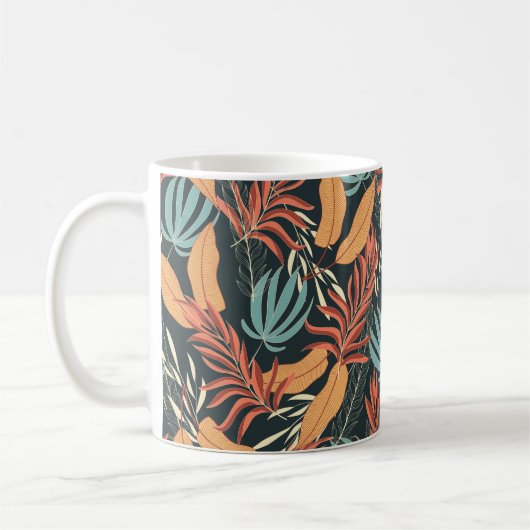 Trend nahtlos tropisches Muster mit hellgelb Kaffeetasse (Links)