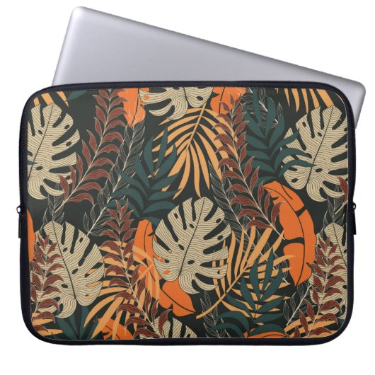Trend nahtlos tropisches Muster mit hellorangefarb Laptopschutzhülle (Vorderseite)