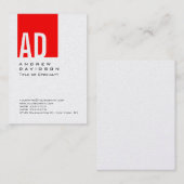 Trend Red Strip Monogram White Business Card Visitenkarte (Vorne/Hinten)