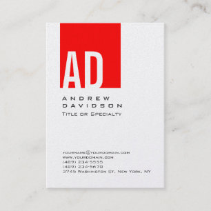 Trend Red Strip Monogram White Business Card Visitenkarte