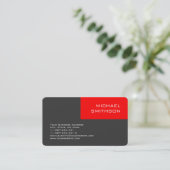 Trend Rounded Corner Red Strip Gray Business Card Visitenkarte (Stehend Vorderseite)