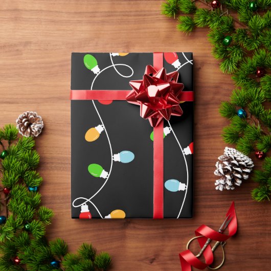 Trend Schwarze Weihnachtsbeleuchtung Geschenkpapier (Feiertagsgeschenk)