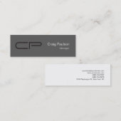 Trend Slim Grau Schwarz-weiß Monogram Business Car Mini Visitenkarte (Vorne/Hinten)