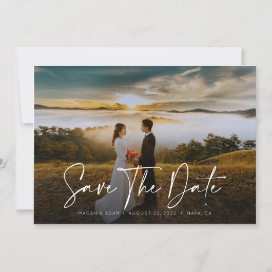 Trend Stilvolle Kalligraphie mit Foto Save the Dat Save The Date (Vorderseite)