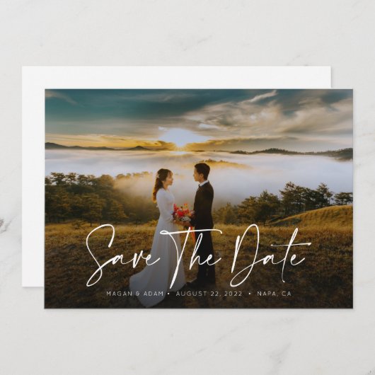Trend Stilvolle Kalligraphie mit Foto Save the Dat Save The Date (Vorne/Hinten)