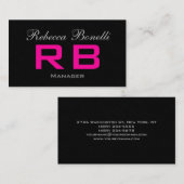 Trend Style Grey Black Pink Monogram Business Card Visitenkarte (Vorne/Hinten)