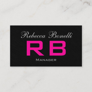 Trend Style Grey Black Pink Monogram Business Card Visitenkarte