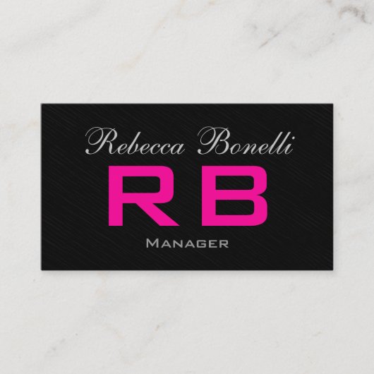 Trend Style Grey Black Pink Monogram Business Card Visitenkarte (Vorderseite)