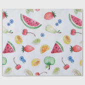 Trend tropische Sommerfrüchte Muster Wasserfarbe Geschenkpapier (Flach)