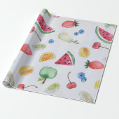 Trend tropische Sommerfrüchte Muster Wasserfarbe Geschenkpapier (Ungerollt)