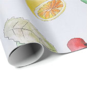 Trend tropische Sommerfrüchte Muster Wasserfarbe Geschenkpapier (Rolleneckpunkt)