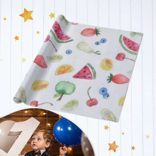 Trend tropische Sommerfrüchte Muster Wasserfarbe Geschenkpapier