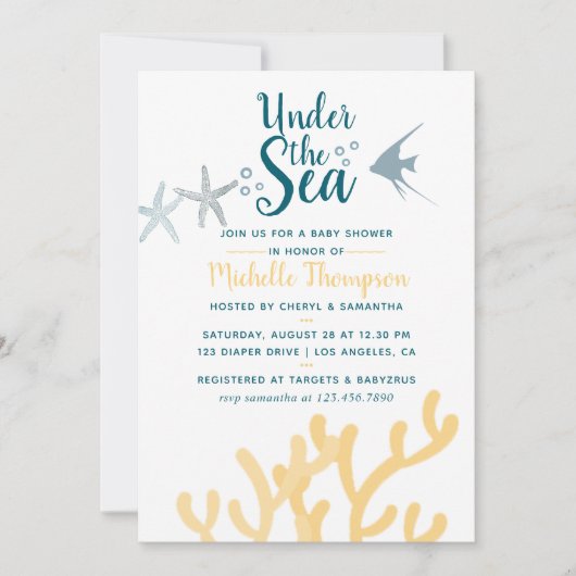 Trend unter Meeresthema Babydusche Einladung (Vorderseite)