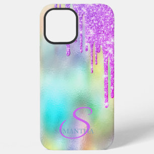 Trend Violett Glitter Tropfen Holografisch iPhone 12 Pro Max Hülle