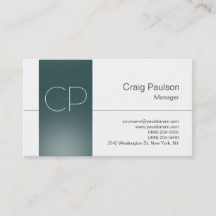 Trend White Blue Slate Gray Monogram Business Card Visitenkarte