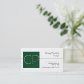 Trend White Up Forest Green Monogram Business Card Visitenkarte (Stehend Vorderseite)