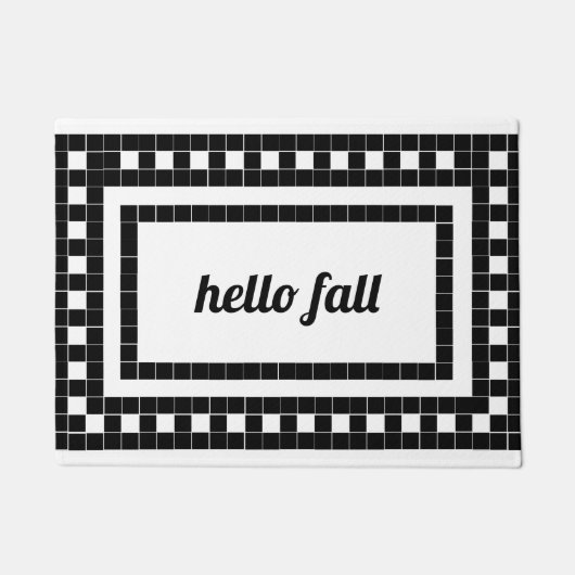 TrendAuch schwarz und weiß gestylte Fliesen Fußmatte (Vorderseite)