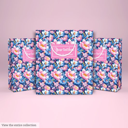 Trendbaby Blue und Hot Pink individuelle Name Gesc Mittlere Geschenktüte