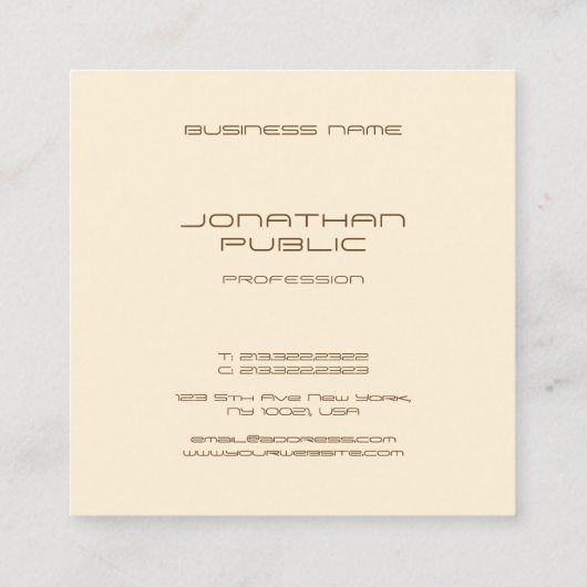 Trendbeige einfache Vorlage Minimalistisch Moderne Quadratische Visitenkarte (Rückseite)