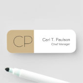 Trendbeige Minimalistische Monogram erstellen Namensschild (Beispiel)