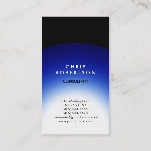 TrendBlack Blue White Light Business Card Visitenkarte (Vorderseite)