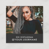 Trendblack folgen Sie mir Drehbuch Foto Social Med Quadratische Visitenkarte (Rückseite)