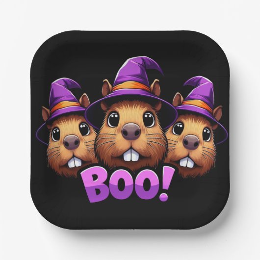 TrendBlack Niedlich Halloween Capybara Boo Party Pappteller (Vorderseite)