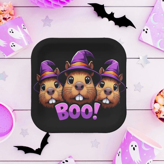 TrendBlack Niedlich Halloween Capybara Boo Party Pappteller