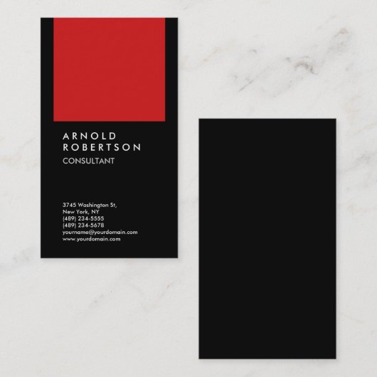TrendBlack Red Moderne Minimalistisch Schlicht Visitenkarte (Vorne/Hinten)