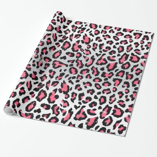Trendblase-Gummi rosa Leoparden Tierdruck Geschenkpapier (Ungerollt)