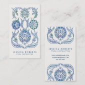 Trendblau-grüne Aquarellfarben Blumendesign Visitenkarte (Vorne/Hinten)