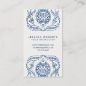 Trendblau-grüne Aquarellfarben Blumendesign Visitenkarte (Rückseite)