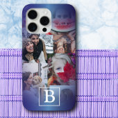 Trendblau Monogramm 6 FotoCollage Case-Mate iPhone Hülle