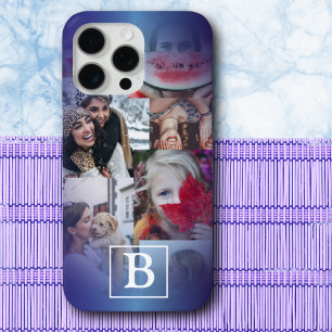 Trendblau Monogramm 6 FotoCollage Case-Mate iPhone Hülle