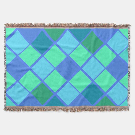 Trendblau und grünes Diamantmuster Decke (Vorderseite)